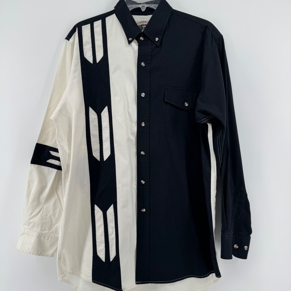 Cumberland Outfitters Western Shirt Mens Large‎ Black White Colorblock Arrow L